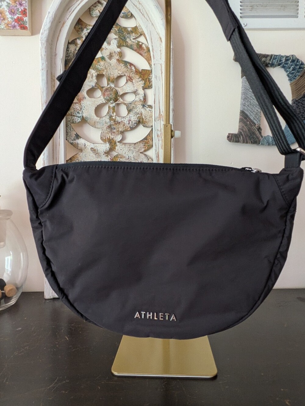 Athleta Black Crescent Crossbody Bag
